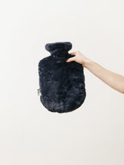 hot water bottle - faux fur navy