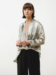 mercedes top - crushed slinky silver