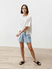 running short - striped poplin baby blue/white