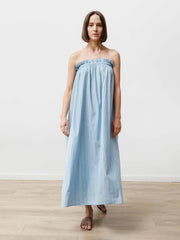 tube dress - striped poplin baby blue/white