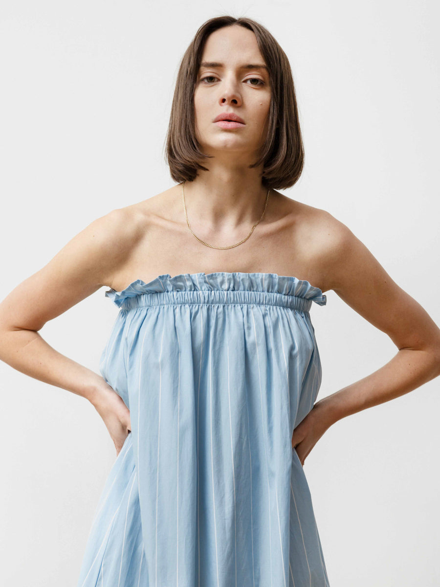 tube dress - striped poplin baby blue/white Priory Shop tube dress - striped poplin baby blue/white Priory Shop