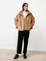 greatcoat - faux fur camel