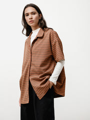 edition shirt - italian checked plaid camel/red