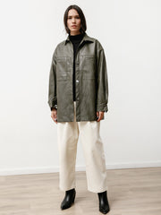 the overshirt - vegan leather bonsai green