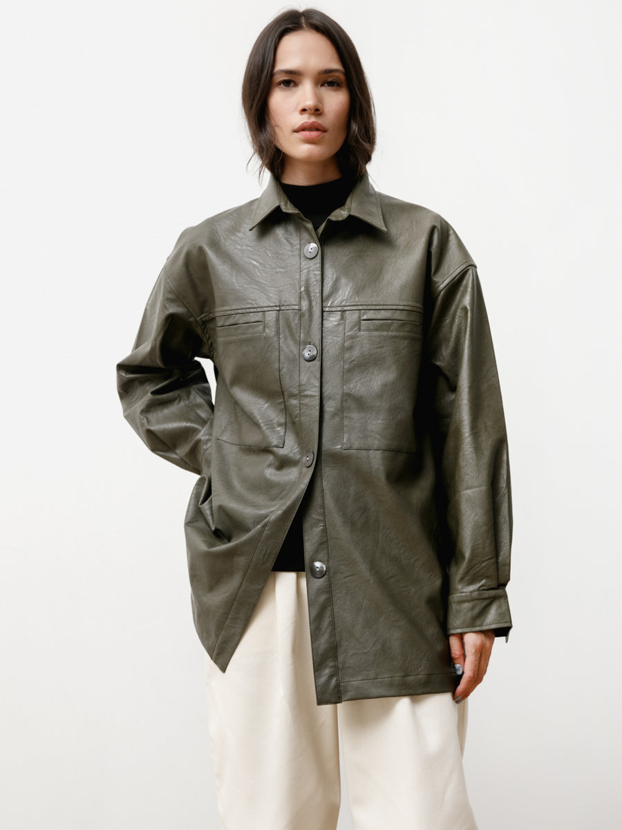 the overshirt - vegan leather bonsai green Priory Shop the overshirt - vegan leather bonsai green Priory Shop