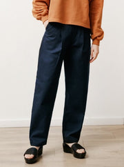long pleat trouser - canvas navy