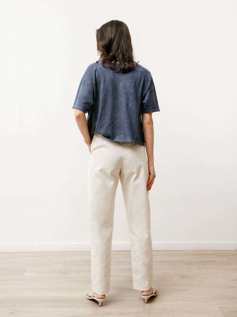 long pleat trouser - canvas natural