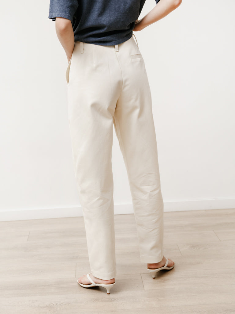 long pleat trouser - canvas natural