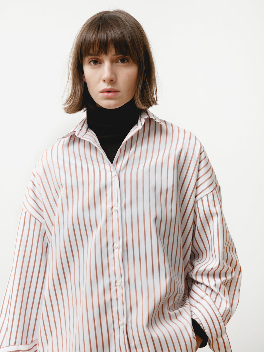 manga shirt - striped poplin nude/white – Priory Shop