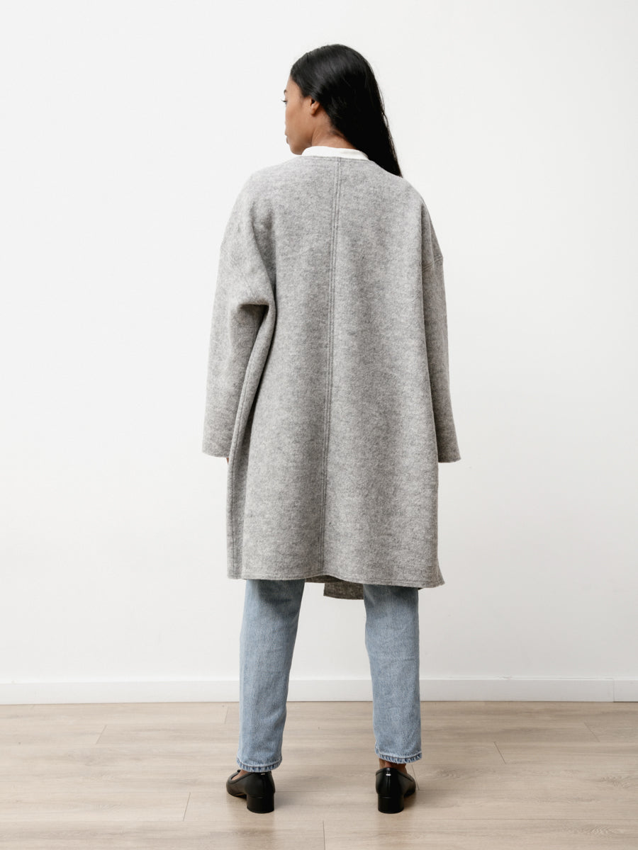 ura coat - boiled wool heather grey