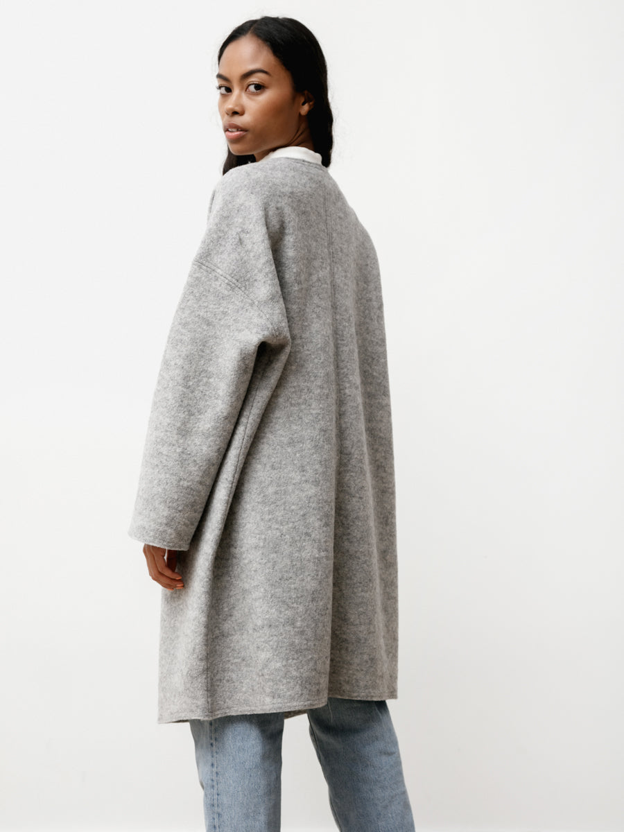 ura coat - boiled wool heather grey