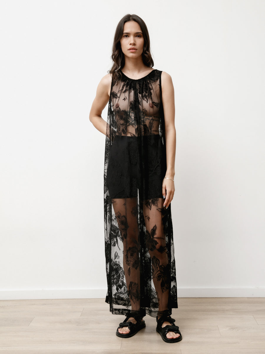 floral lace dress - lace black