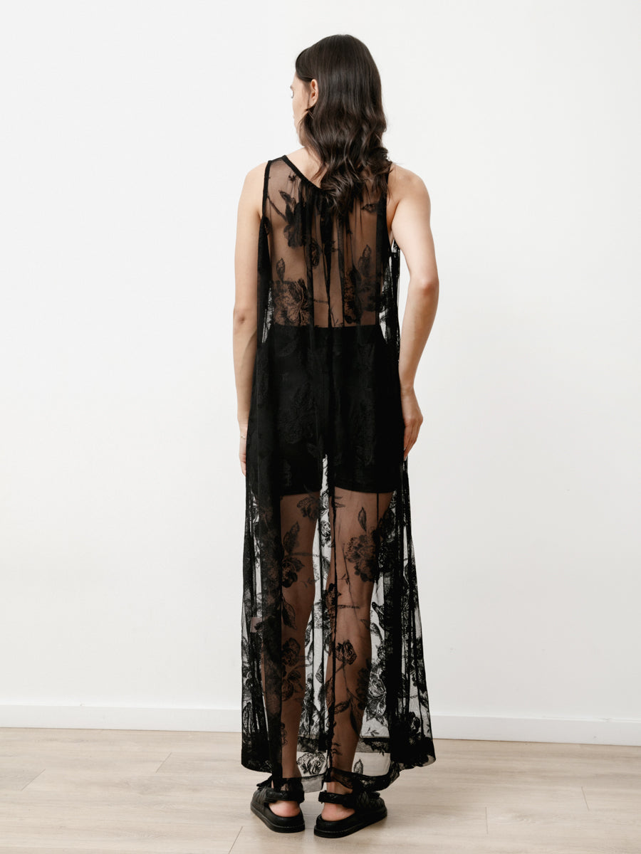 floral lace dress - lace black